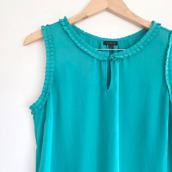 Talbots Workwear Sleeveless Blouse Basic Green Office Career Lightweight Top - Picture 2 of 7
